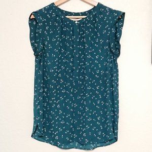 LOFT sleeveless blouse, size M, teal floral